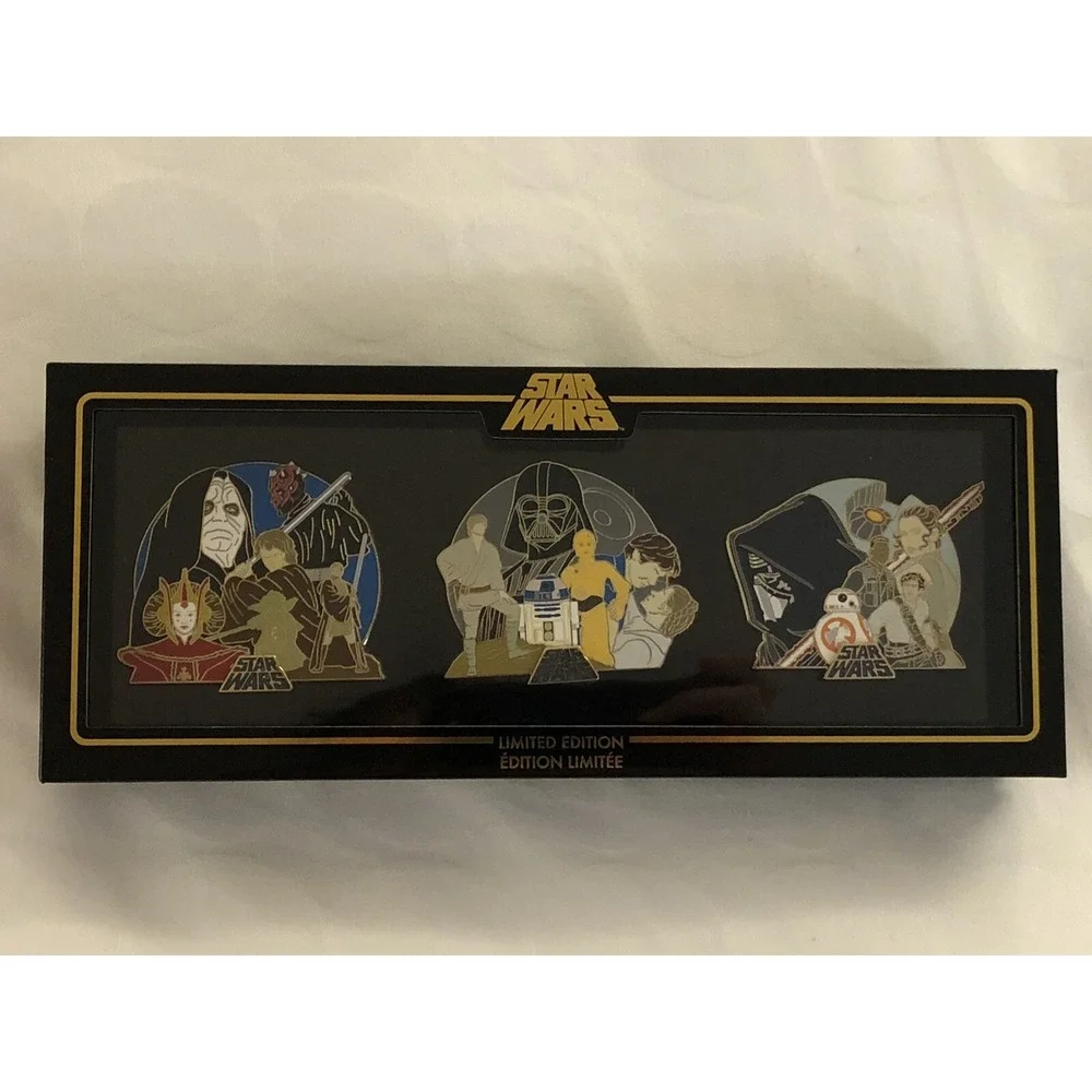 NEW Walt Disney Parks Star Wars 3 Movie‎ Saga Trilogy Set of 3 Mini Jumbo Pins